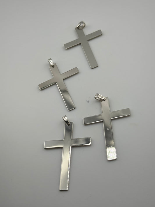 Dije de cruz sólido en plata 925, solid sterling silver cross pendant necklace