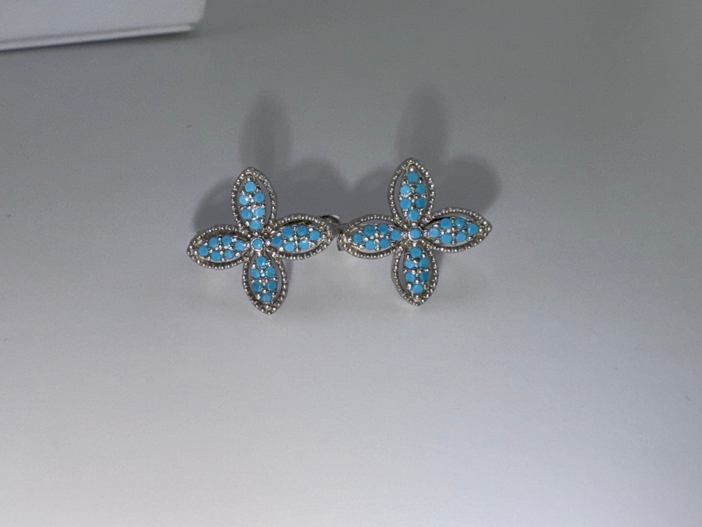 LV earring’s AUTHENTIC Real .925 Silver, Gold and Turquoise color