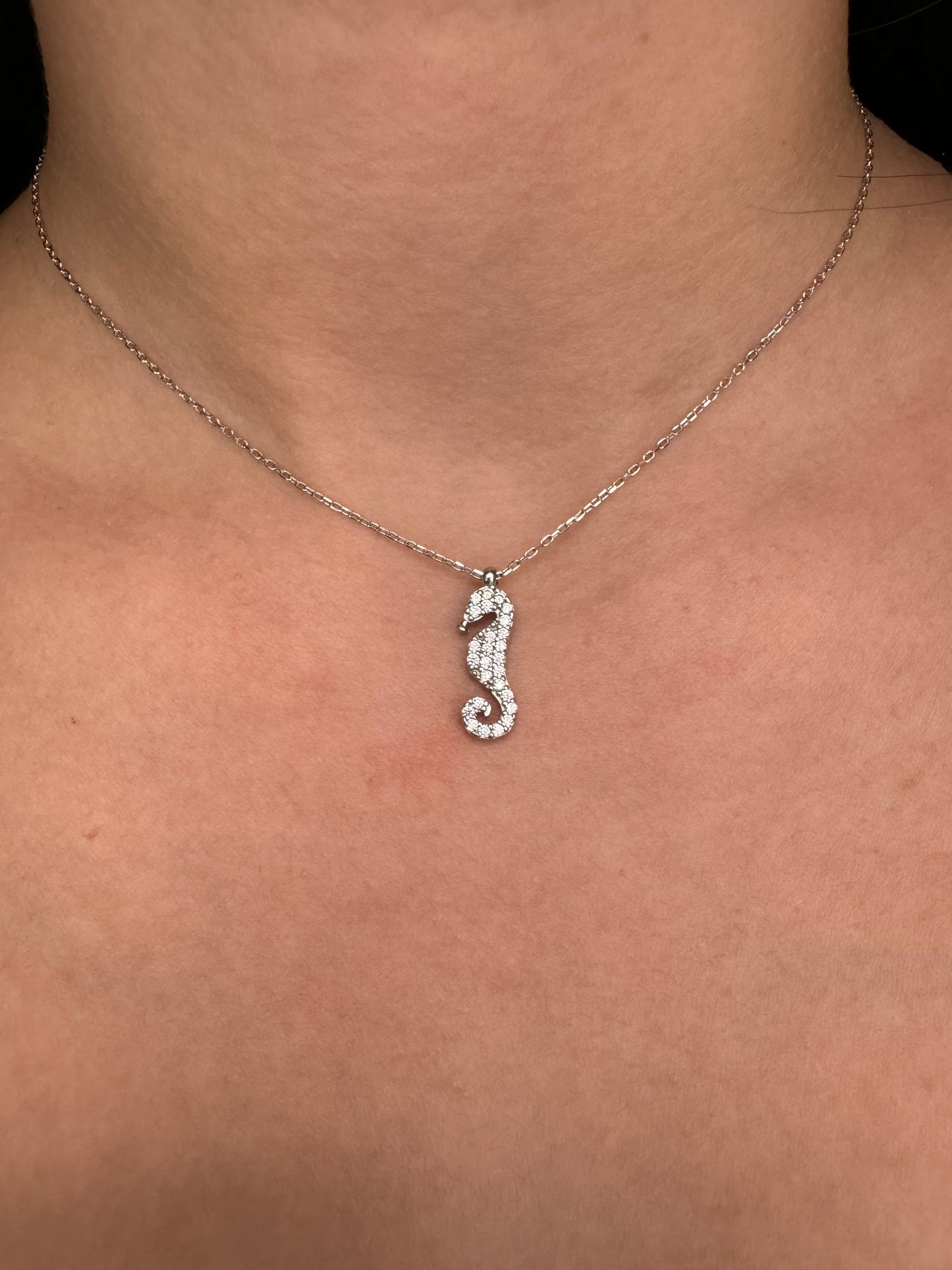 Seahorse Necklace, 925 Sterling Silver adjustable length of 16-18 inches, Caballo Del Mar