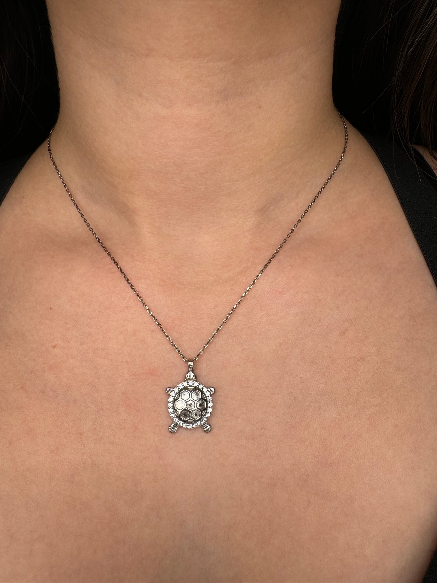 925 Sterling Silver Turtle  Necklace, adjustable length of 16-18 inches.