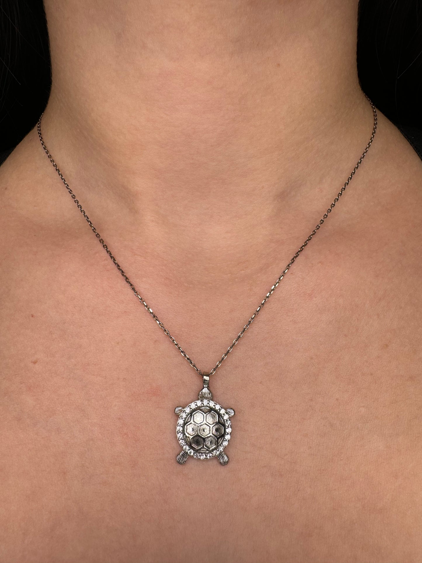 925 Sterling Silver Turtle  Necklace, adjustable length of 16-18 inches.