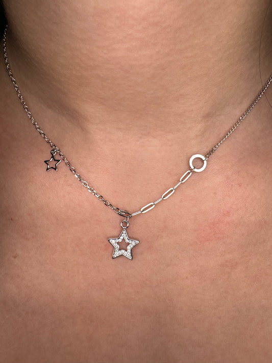 Star necklace Its adjustable length of 16' to 18" Collar de Estrella, Silver 925 Plata