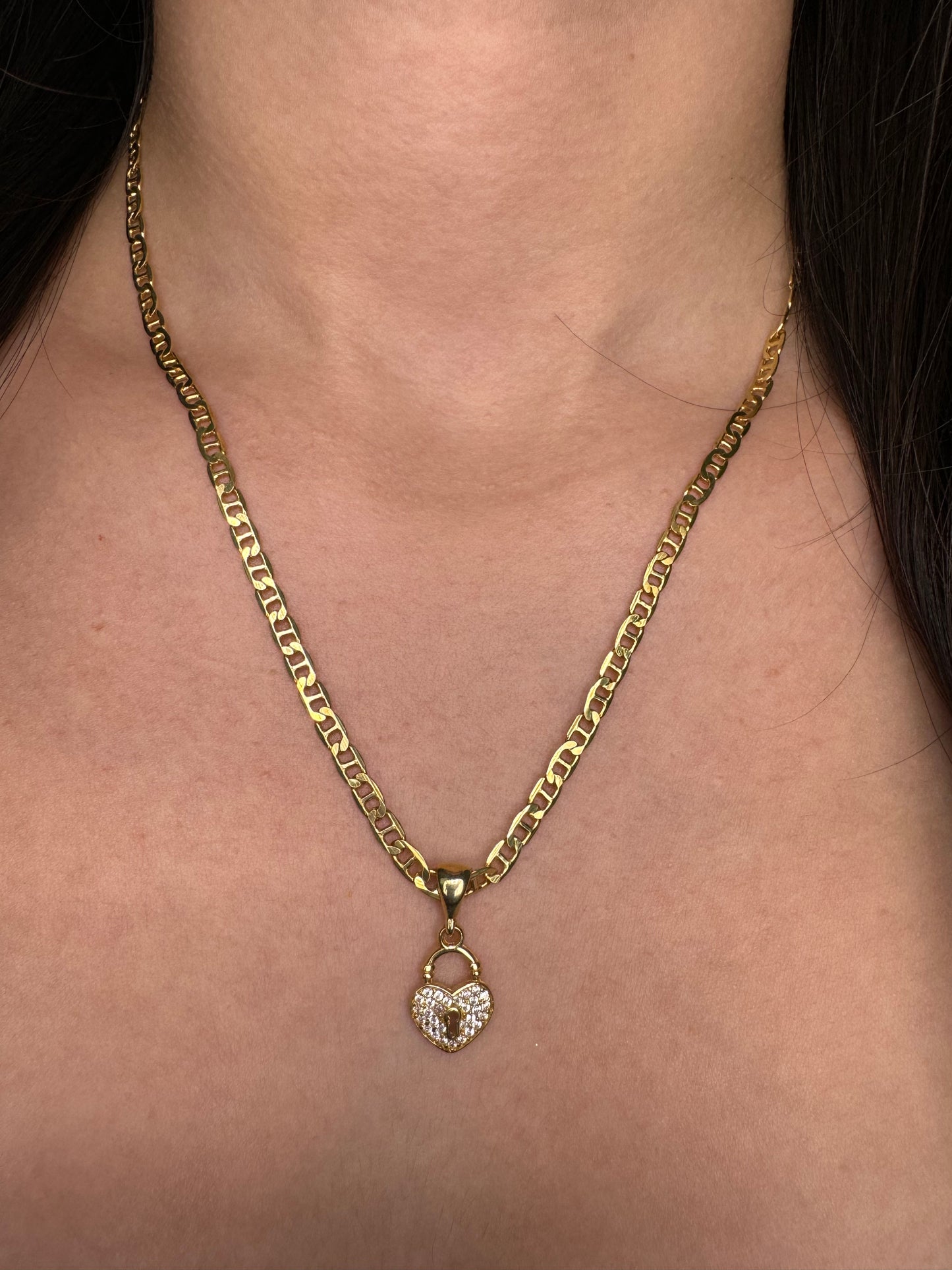 Tify Candado Corazon Lock Heart Necklace Plata de ley 925 Collar con colgante chapado en oro Collares simples y lindos para mujer 18 pulgadas, clip, Gucci y cadena giratoria