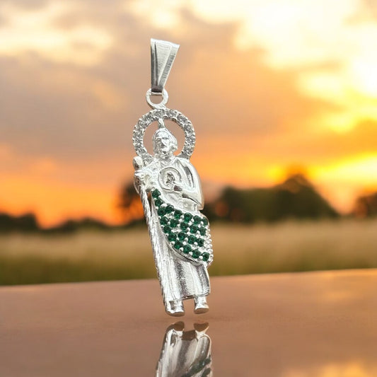 925s Silver Saint Jude Pendant, Dije de san judas en plata 925