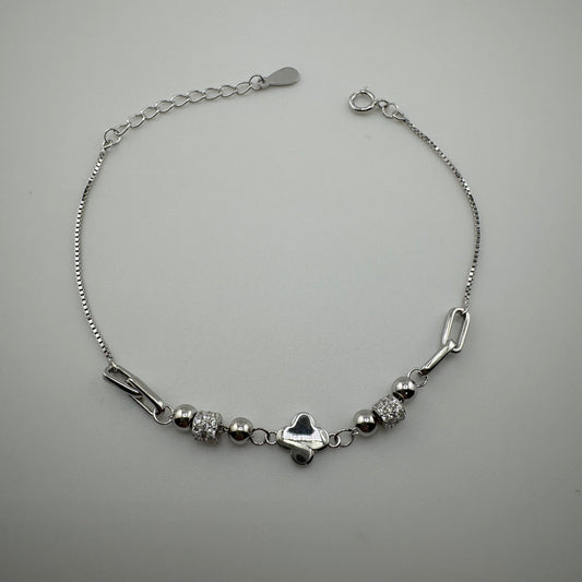 925 Sterling Silver clover Chain Bracelet Adjustable