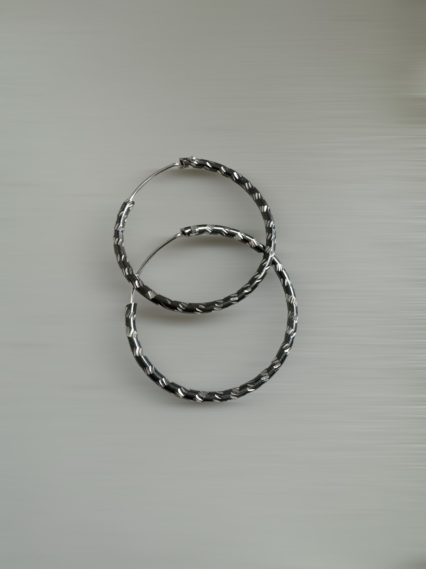 Hoop Earrings for Women 925 Sterling silver, Medium size Black with silver