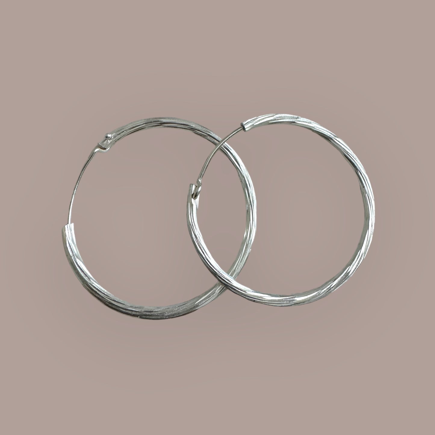 Hoop Earrings for Women 925 Sterling silver, Medium size Black with silver