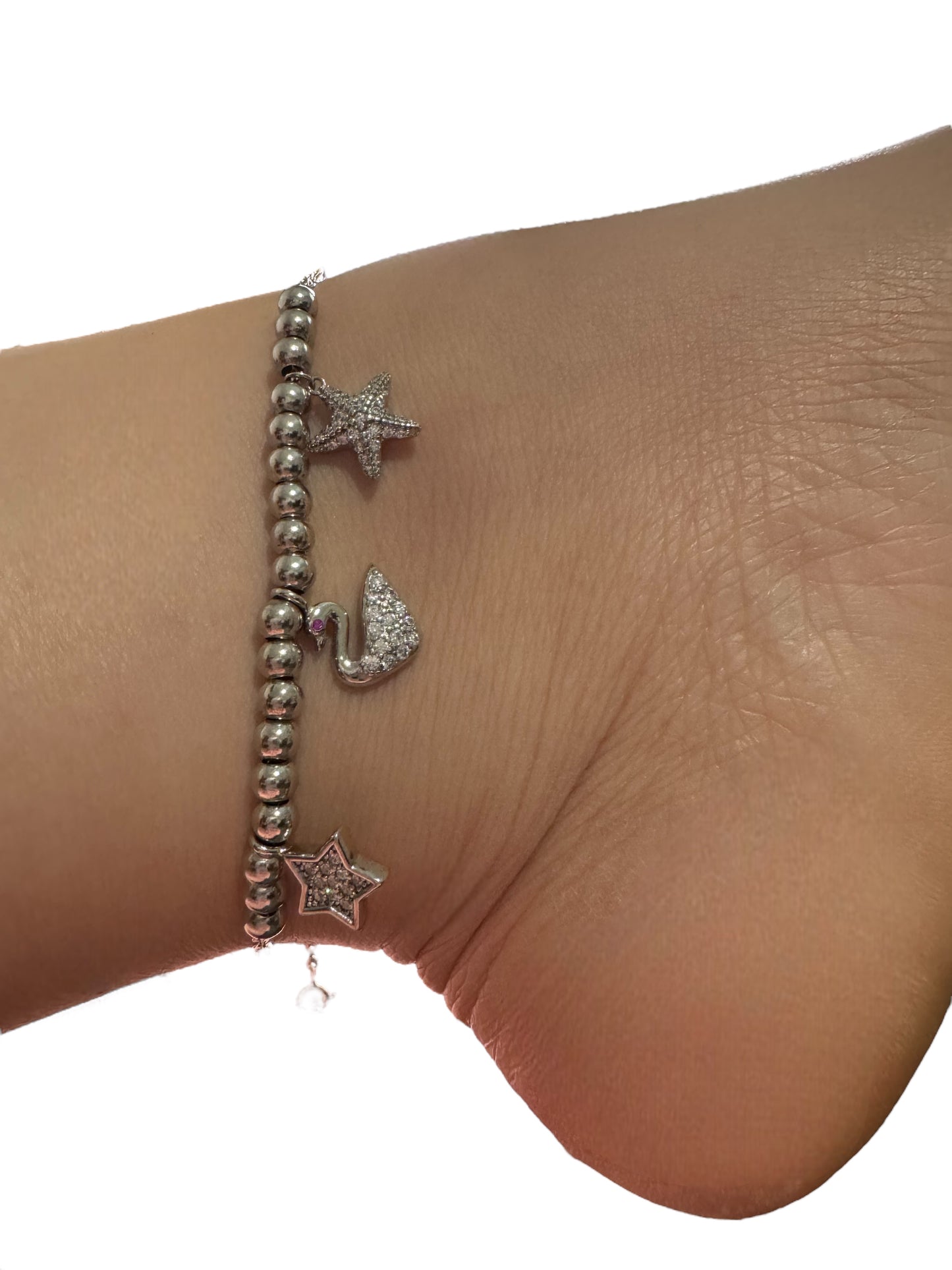 Sea Life Anklet 925 Sterling Silver Ajustable 9" to 10"