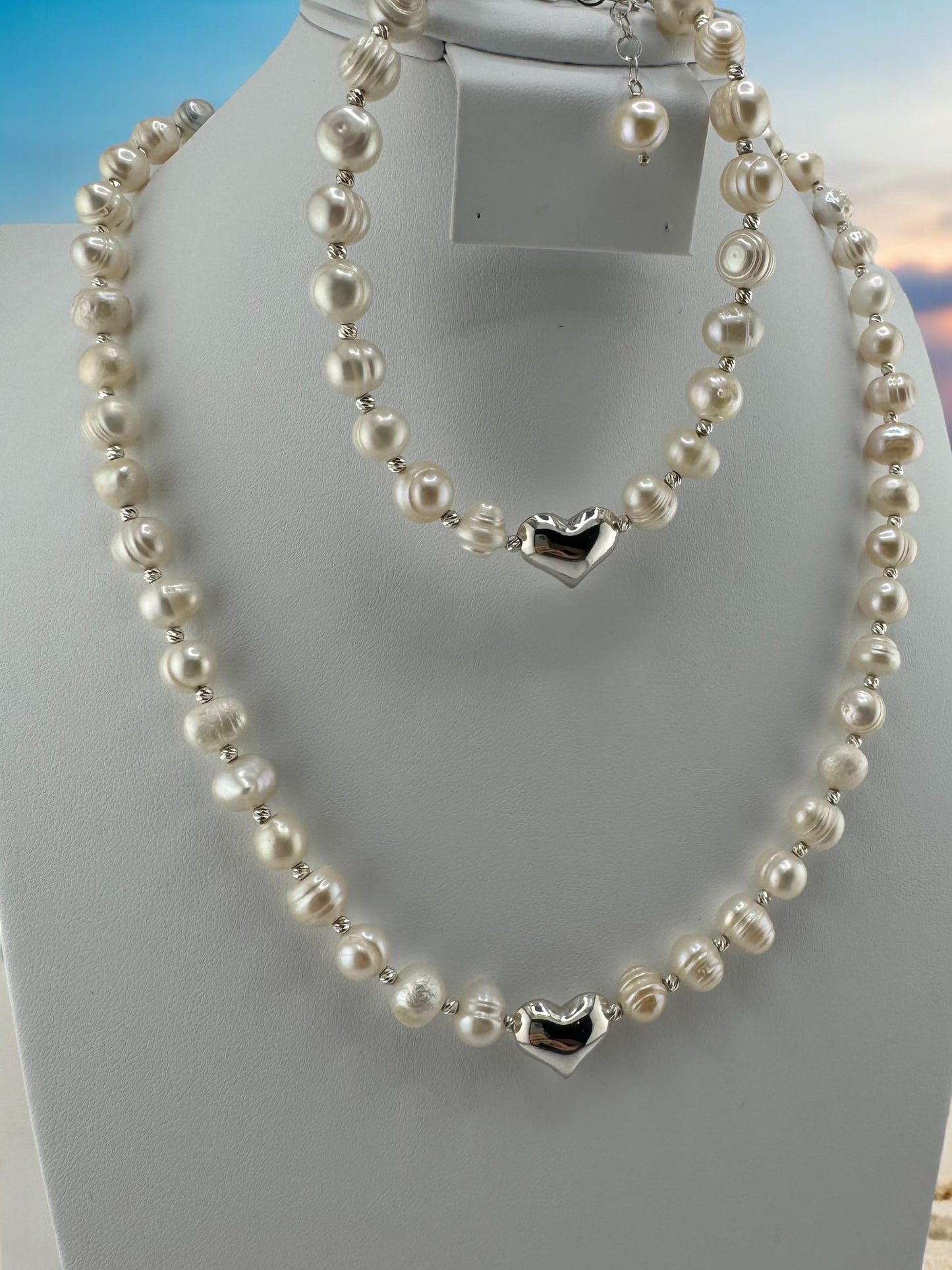 Pearl Anklet or Bracelet 925 sterling silver, Real Freshwater Pearl Ankle Bracelet Ajustable 9" to 11", Collar 18" to 20"