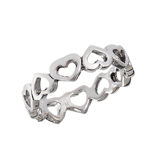 Hearts all around Ring Sterling Silver, Handmade, Anillo corazon alrededor